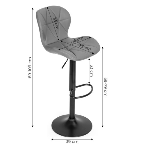 Hoker stołek barowy obrotowy regulacja wysokości podnóżek szary ModernHome ModernHome