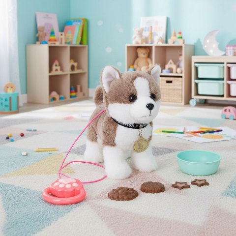 Interaktywny piesek na smyczy husky chodzi i merda ogonem melodyjki MULTISTORE
