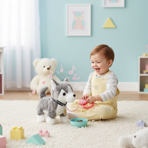 Interaktywny piesek na smyczy husky chodzi i merda ogonem melodyjki MULTISTORE