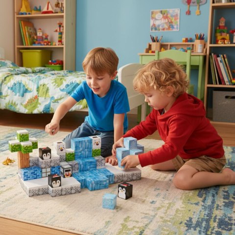 Klocki magnetyczne konstrukcyjne dla dzieci zestaw 97 elementów - Zima MULTISTORE
