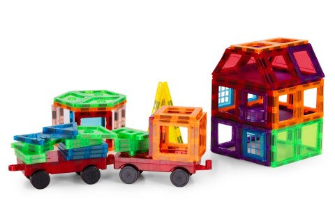 Klocki magnetyczne konstrukcyjne domek autko przyczepka 106 elementów MULTISTORE