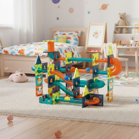 Klocki magnetyczne tor kulkowy LED klocki konstrukcyjne kulodrom 105 elementów MULTISTORE