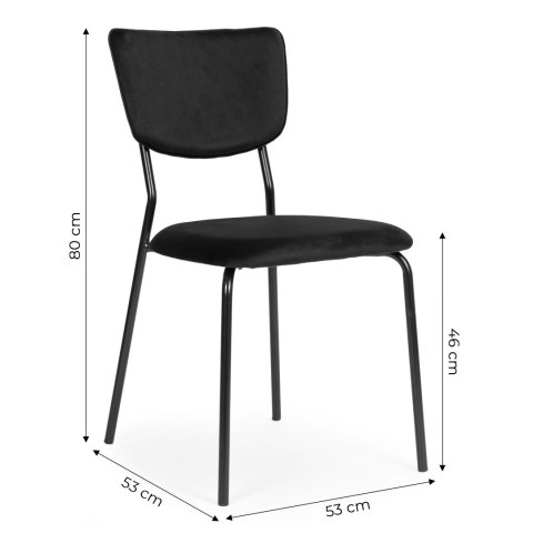 Komplet 4 krzeseł welurowych do jadalni i salonu czarne ModernHome ModernHome