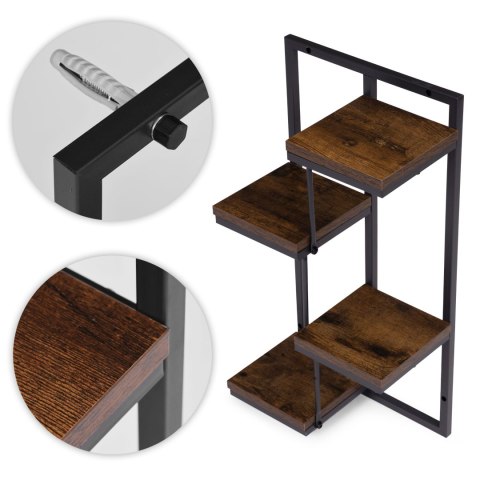 Kwietnik ścienny półka wisząca na kwiaty ozdoby 4 poziomy loft ModernHome ModernHome