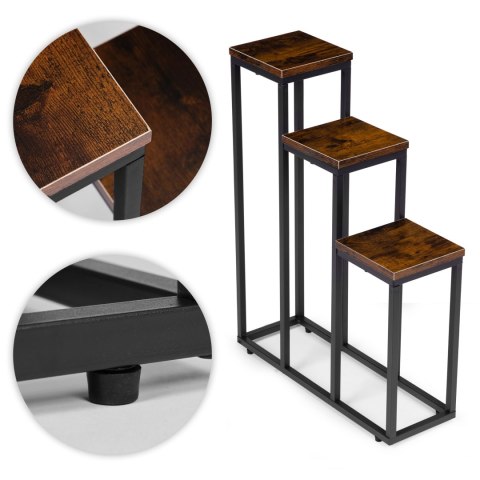 Kwietnik stojący stojak na kwiaty ozdoby 3 półki loft ModernHome ModernHome