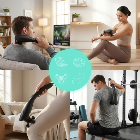 Masażer ręczny wibracyjny do masażu ciała zestaw 5 końcówek 20W ModernHome ModernHome