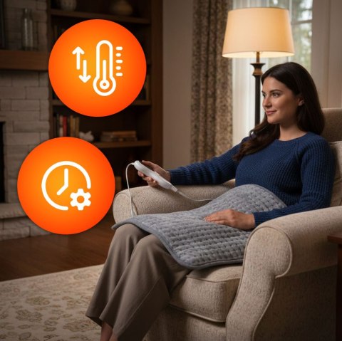 Poduszka elektryczna 60x30 cm mata grzewcza z pilotem 10 poziomów grzania 75W ModernHome ModernHome