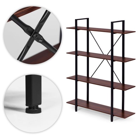 Regał loftowy industrialny do salonu biura 4 półki metalowa rama ModernHome ModernHome