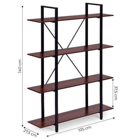 Regał loftowy industrialny do salonu biura 4 półki metalowa rama ModernHome ModernHome