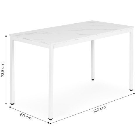 Stół do kuchni jadalni dla 4-5 osób biurko komputerowe 120x60 cm biały marmur ModernHome ModernHome