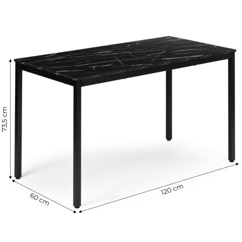 Stół do kuchni jadalni dla 4-5 osób biurko komputerowe 120x60 cm czarny marmur ModernHome ModernHome