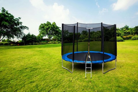 Trampolina ogrodowa z siatką zewnętrzną o średnicy 10 ft 304-312 cm + drabinka Bauerkraft