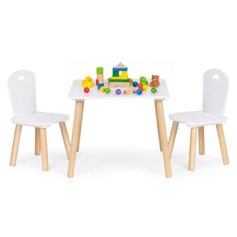 Zestaw mebli dla dzieci stolik + 2 krzesła białe ECOTOYS ECOTOYS