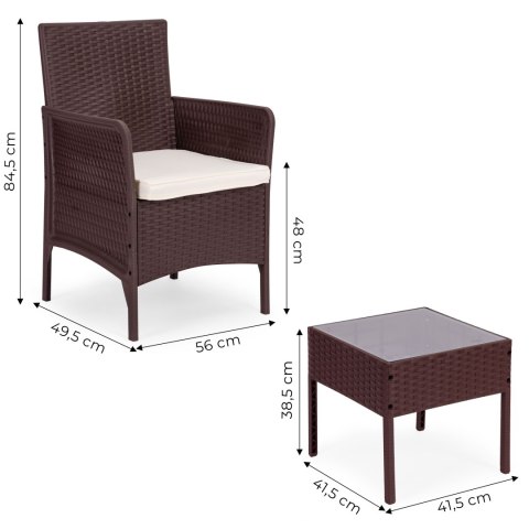 Zestaw mebli ogrodowych 2 fotele + stolik szkło hartowane brązowy MultiGarden MultiGarden