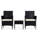Zestaw mebli ogrodowych 2 fotele + stolik szkło hartowane czarny MultiGarden MultiGarden