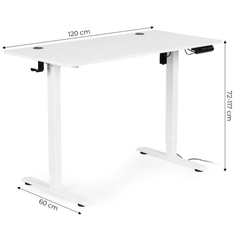 Biurko elektryczne regulowane 120x60 cm regulacja wysokości 72-117 cm białe ModernHome ModernHome