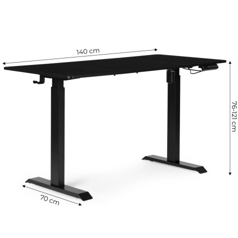 Biurko elektryczne regulowane 140x70 cm regulacja wysokości 76-121 cm ModernHome ModernHome