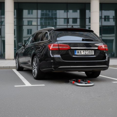 Blokada parkingowa składana zapora 45 cm na kłódkę z odblaskowymi pasami MULTISTORE