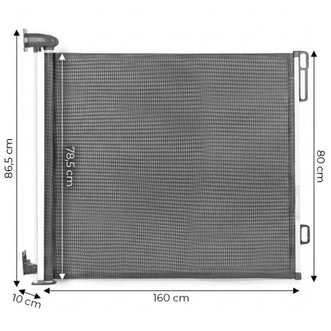 Bramka barierka roleta 160 cm ochronna zabezpieczająca na schody i drzwi szara ECOTOYS ECOTOYS
