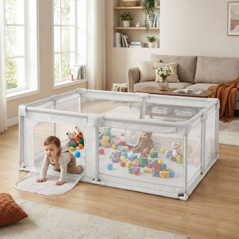 Kojec dla dziecka 140x200 cm suchy basen plac zabaw szary + torba ECOTOYS ECOTOYS