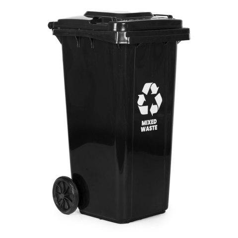 Kosz na śmieci pojemnik 120L kubeł śmietnik czarny odpady zmieszane gumowe koła MULTISTORE