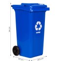 Kosz na śmieci pojemnik 120L kubeł śmietnik niebieski makulatura gumowe koła MULTISTORE