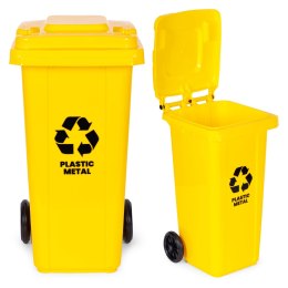 Kosz na smieci pojemnik 120L kubeł śmietnik żółty plastik gumowe koła MULTISTORE