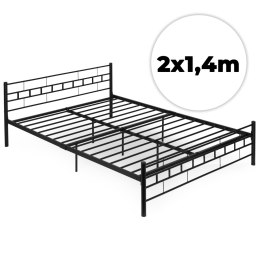 Łóżko metalowe 140x200 cm ze stelażem czarna rama ModernHome ModernHome