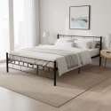 Łóżko metalowe 140x200 cm ze stelażem czarna rama ModernHome ModernHome