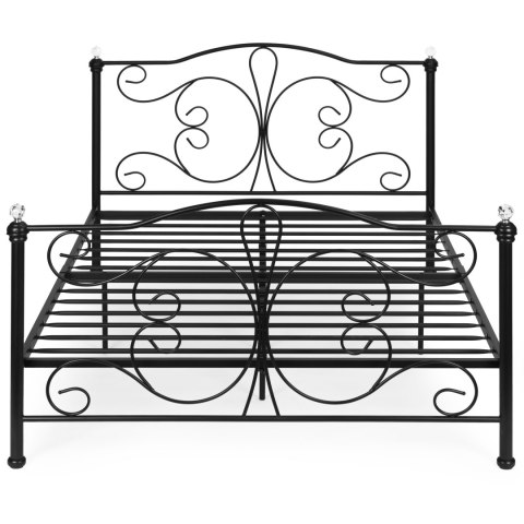Łóżko metalowe 140x200 cm ze stelażem czarna rama kryształy ModernHome ModernHome
