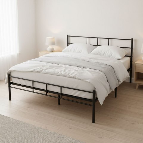 Łóżko metalowe 160x200 cm ze stelażem czarna rama ModernHome ModernHome