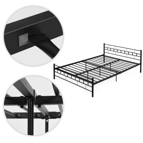 Łóżko metalowe 160x200 cm ze stelażem czarna rama ModernHome ModernHome