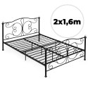 Łóżko metalowe 160x200 cm ze stelażem czarna rama kryształy ModernHome ModernHome