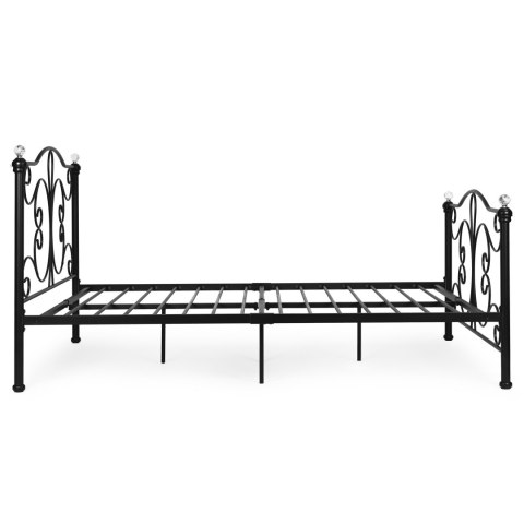 Łóżko metalowe 160x200 cm ze stelażem czarna rama kryształy ModernHome ModernHome