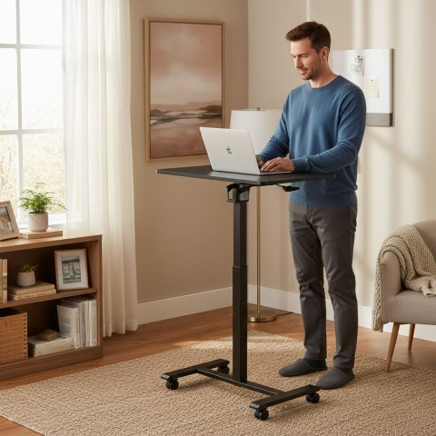 Mobilne biurko regulowane 70x48 cm stolik pod laptopa regulacja wysokości 71,5-112 cm czarne ModernHome ModernHome