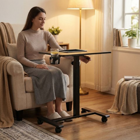 Mobilne biurko regulowane 70x48 cm stolik pod laptopa regulacja wysokości 71,5-112 cm czarne ModernHome ModernHome