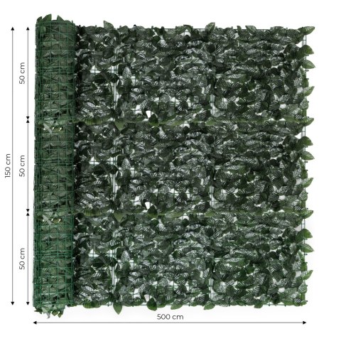 Sztuczny bluszcz żywopłot 3 szt. 500x150 cm zielona osłona na balkon maskująca MultiGarden