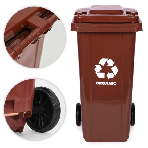 Zestaw 2 koszy na śmieci pojemniki 2x120L czarny brązowy odpady zmieszane BIO gumowe koła MULTISTORE