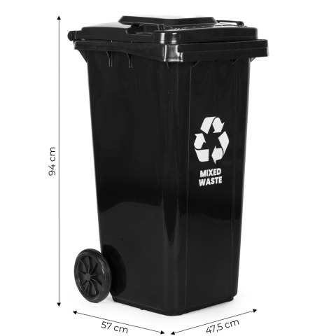 Zestaw 2 koszy na śmieci pojemniki 2x120L czarny brązowy odpady zmieszane BIO gumowe koła MULTISTORE